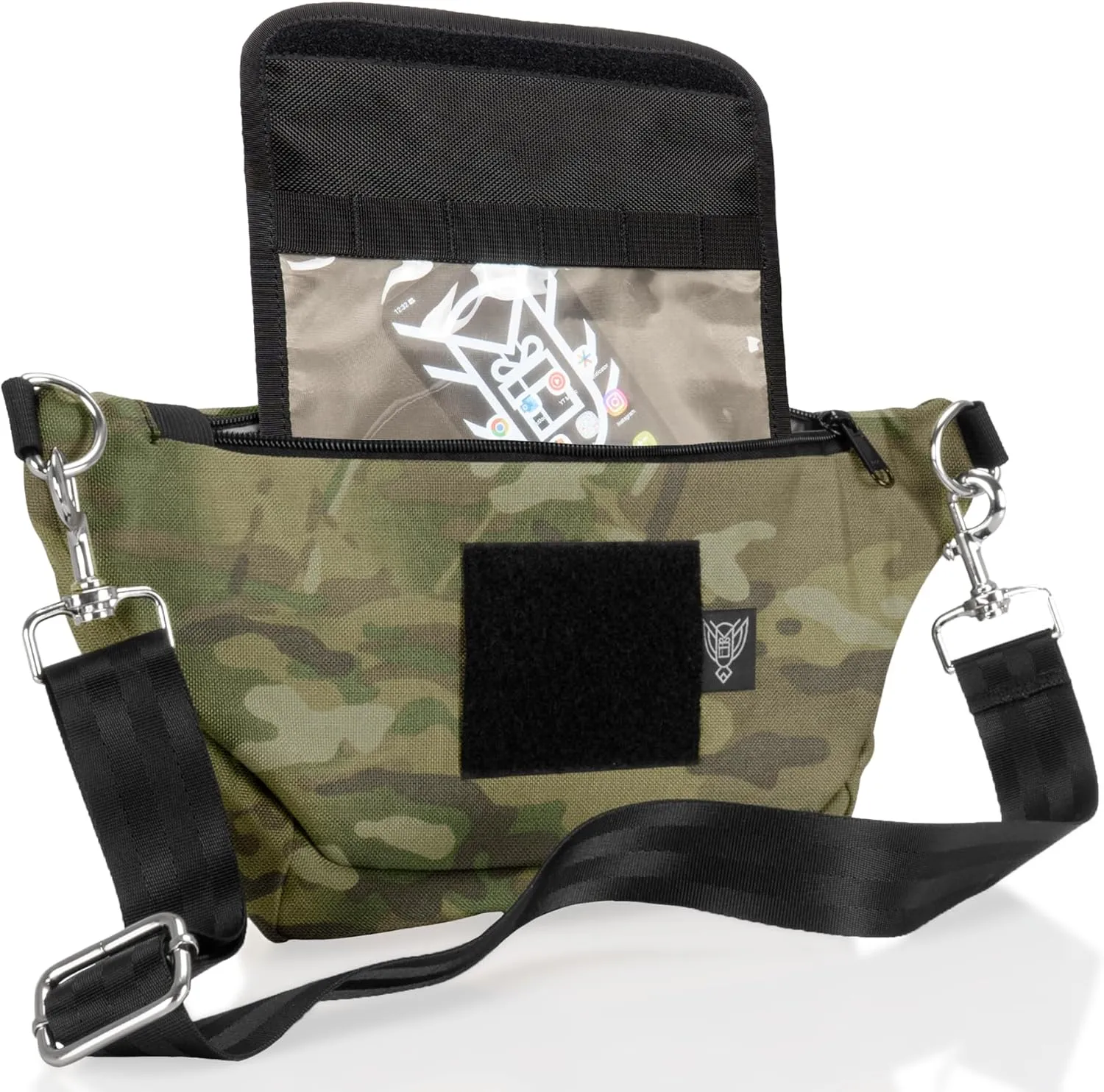 ~ SLING Faraday Bag ~ Data Security Cross-Body for Executive Travel ~ Tracking/Hacking Defense ~ Crystal Faraday Sleeve ~ Multicam Camo