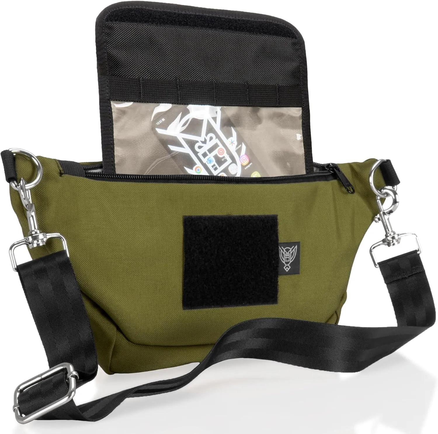 ~ SLING Faraday Bag ~ Data Security Cross-Body for Executive Travel ~ Tracking/Hacking Defense ~ Crystal Faraday Sleeve ~ OD Green