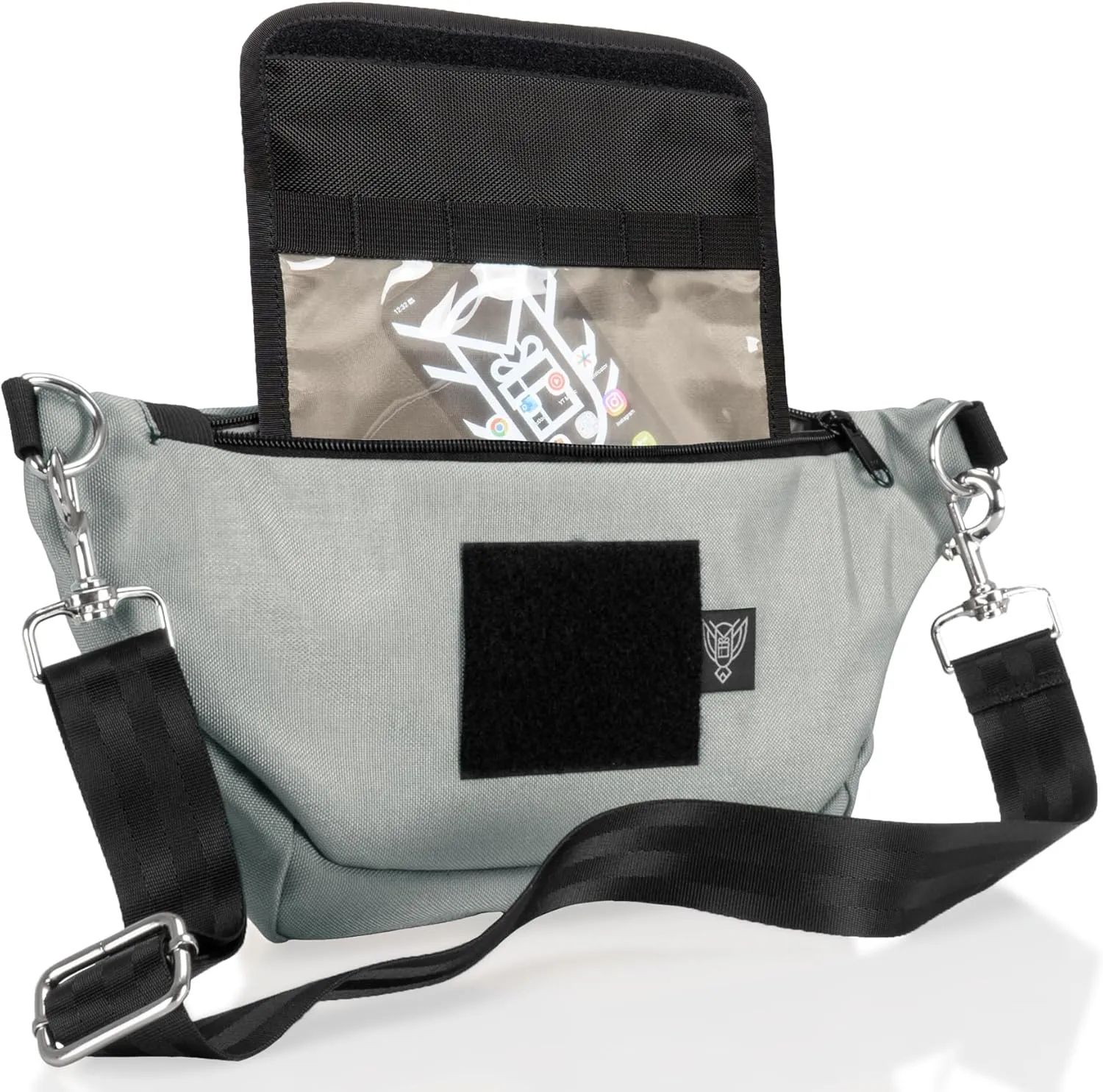 ~ SLING Faraday Bag ~ Data Security Cross-Body for Executive Travel ~ Tracking/Hacking Defense ~ Crystal Faraday Sleeve ~ Silver