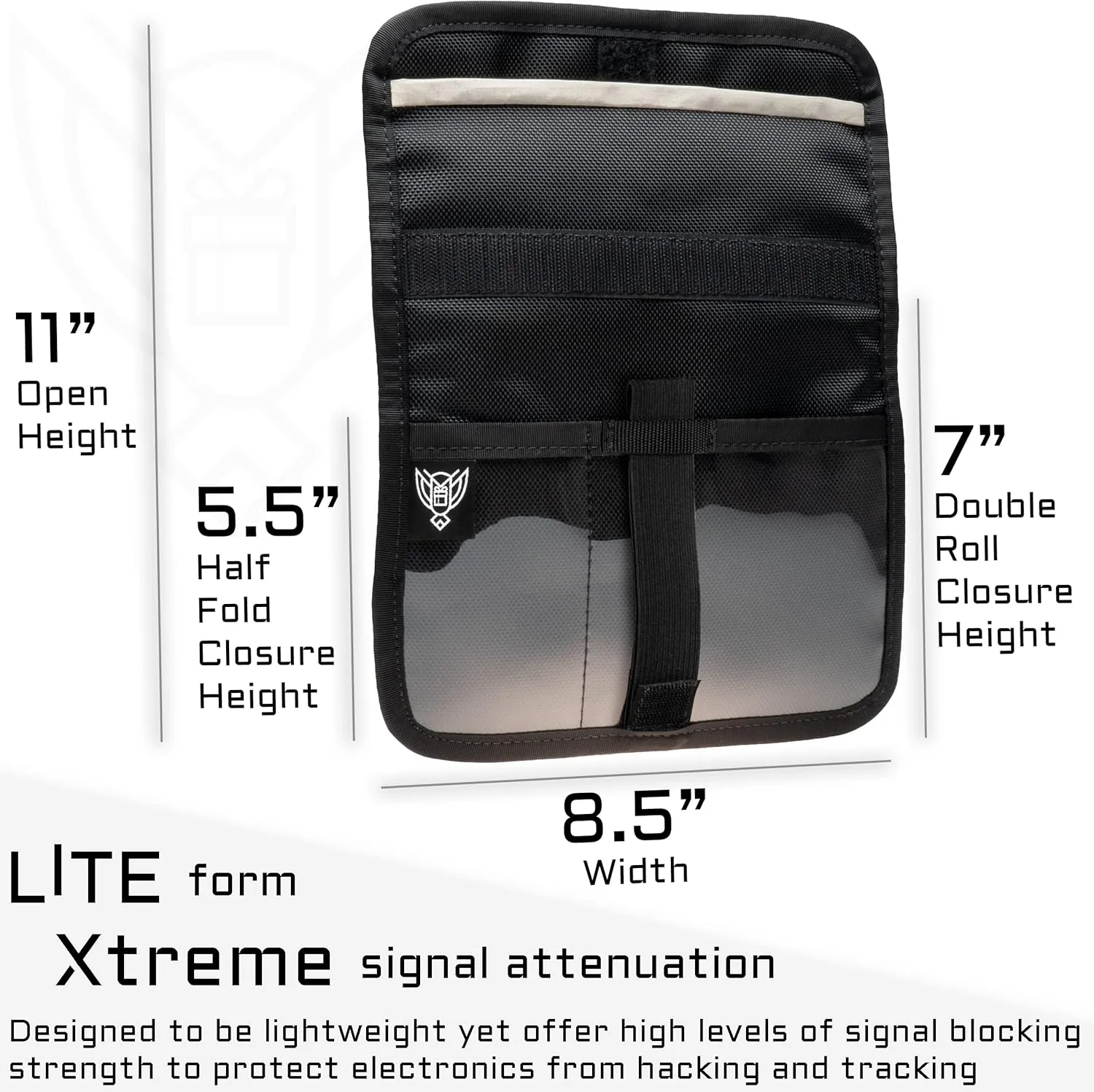 ~ Xecutive LITE Series Faraday Bag for Phones and Other Small Electronics ~ Data Security for Executive Travel ~ Tracking/Hacking Defense ~ Black Ballistic Nylon