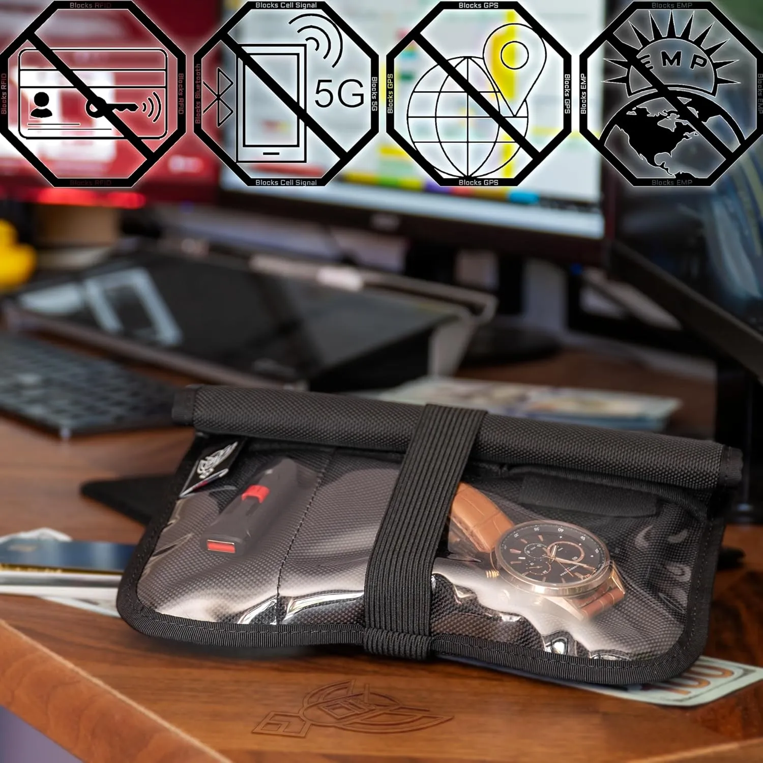 ~ Xecutive LITE Series Faraday Bag for Phones and Other Small Electronics ~ Data Security for Executive Travel ~ Tracking/Hacking Defense ~ Black Ballistic Nylon