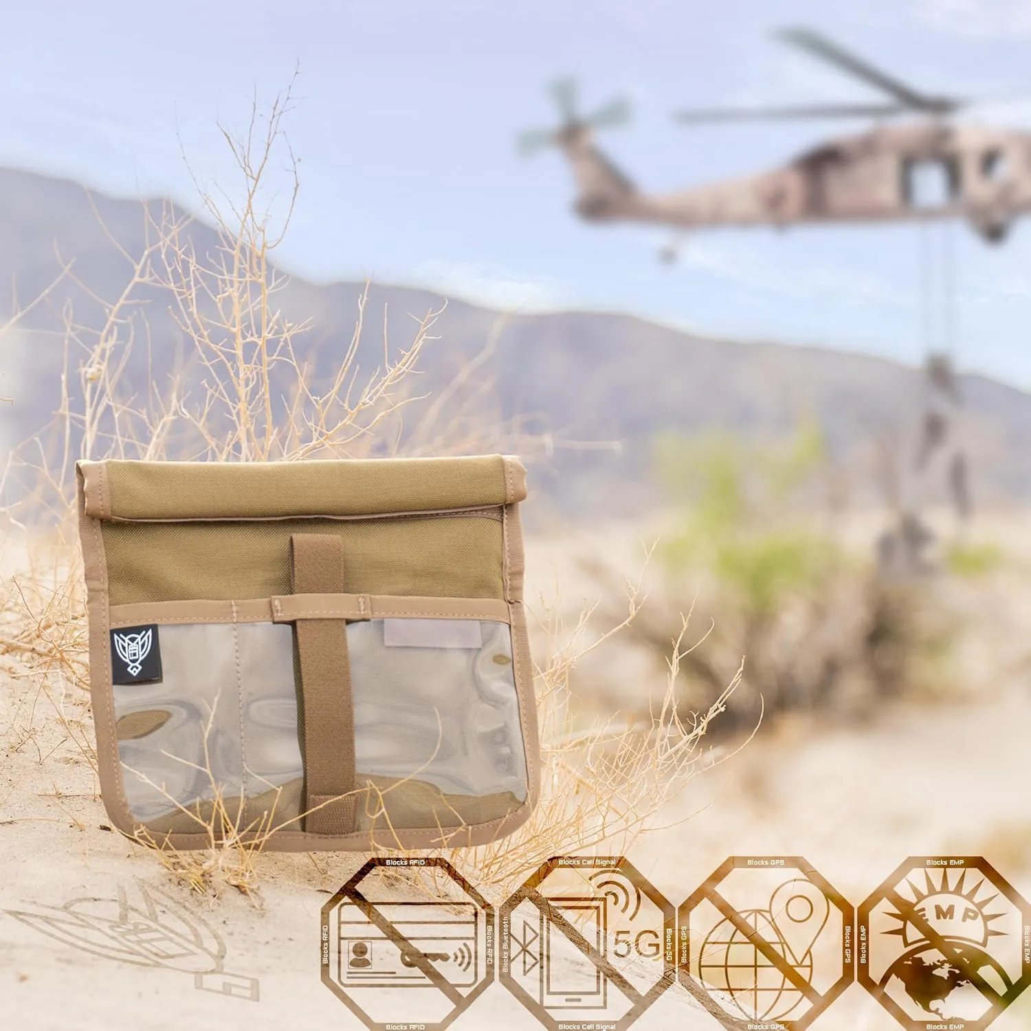 ~ Xecutive LITE Series Faraday Bag for Phones and Other Small Electronics ~ Data Security for Executive Travel ~ Tracking/Hacking Defense ~ Coyote Brown 1000D Cordura