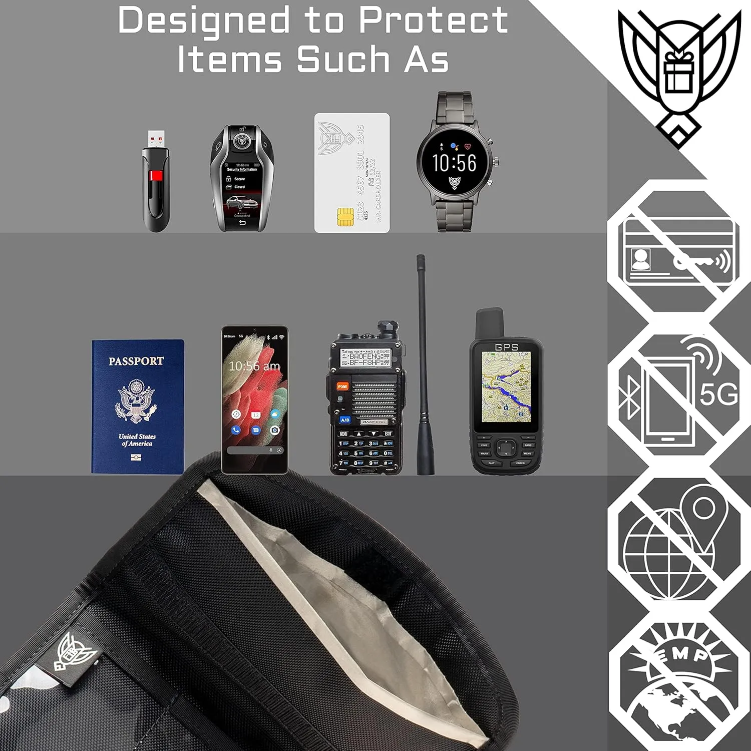 ~ Xecutive LITE Series Faraday Bag for Phones and Other Small Electronics ~ Data Security for Executive Travel ~ Tracking/Hacking Defense ~ Mil Spec Multicam Camo
