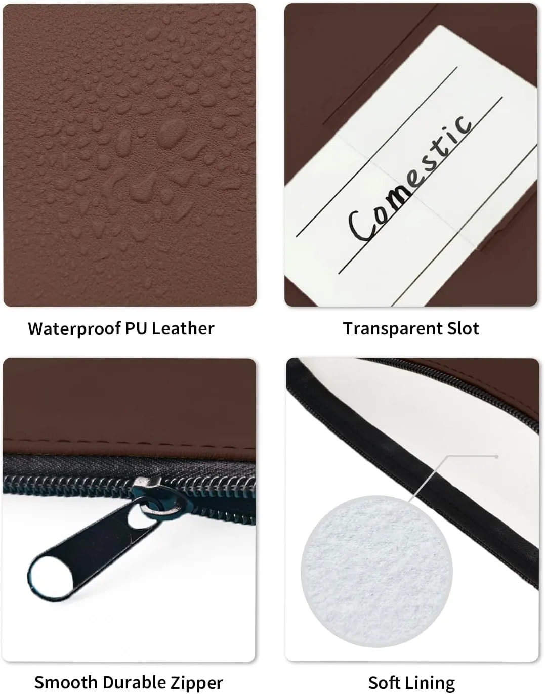 10-Pack Bank Deposit Money Bags with Zipper, PU Leather Cash Pouches with Label, 11 x 6 Inches, for Coins, Cosmetics, Bills, Tools, Brown