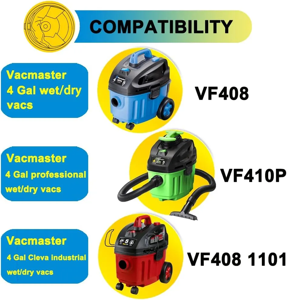 10 Pack VFDB Vacuum Dust Replacement Bags for Vacmaster, Compatible with Vacmaster 4 Gallon Wet/Dry Vacuum, models # VF408 VF410P VF408B