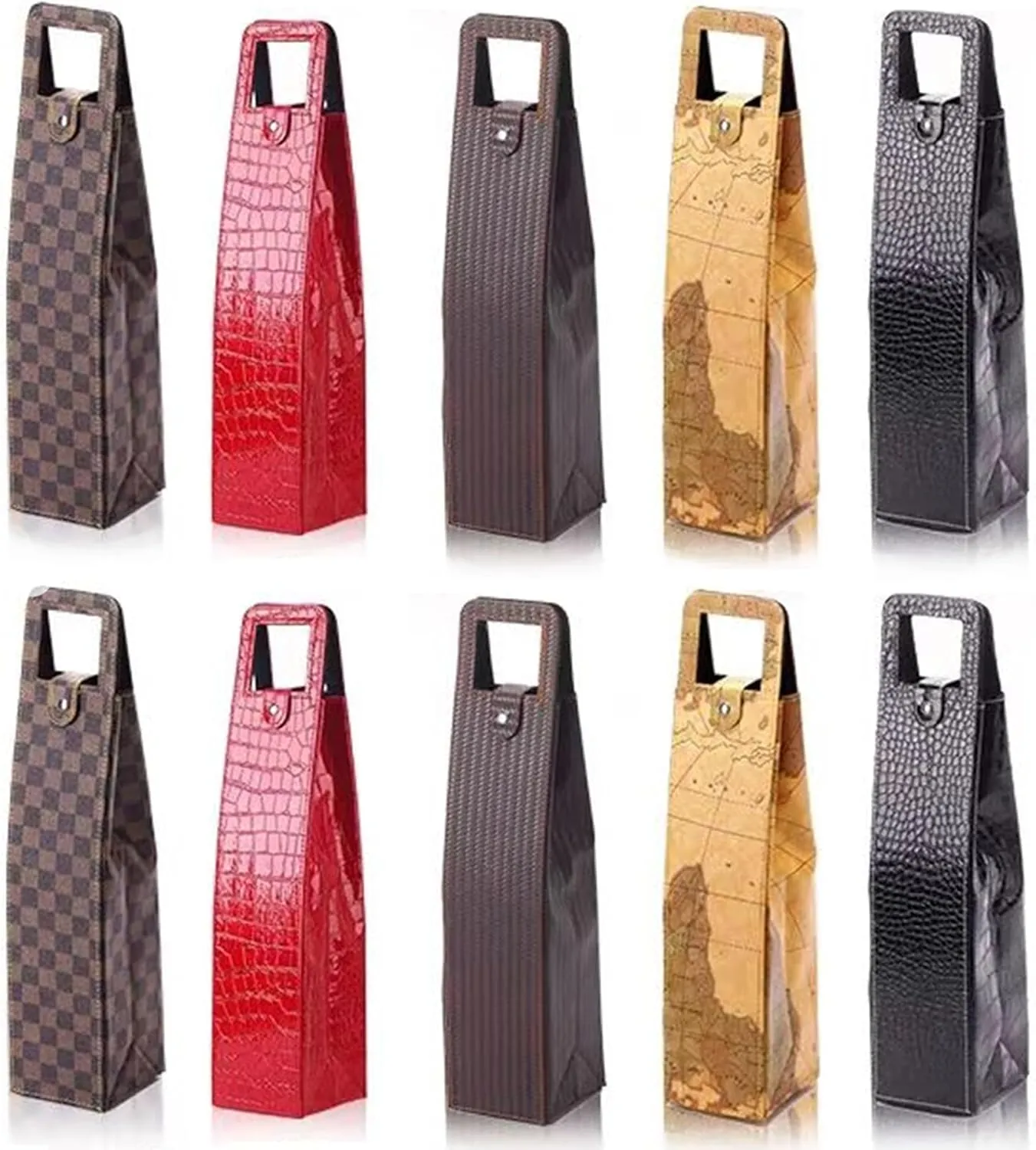 10 Pack Wine Tote Bag, Reusable Leather Wine Carrier Gift Bags, Single Bottle Champagne Beer Holder, Ideal for Weddings, Birthdays, Picnics, Christmas, and Holiday Giving