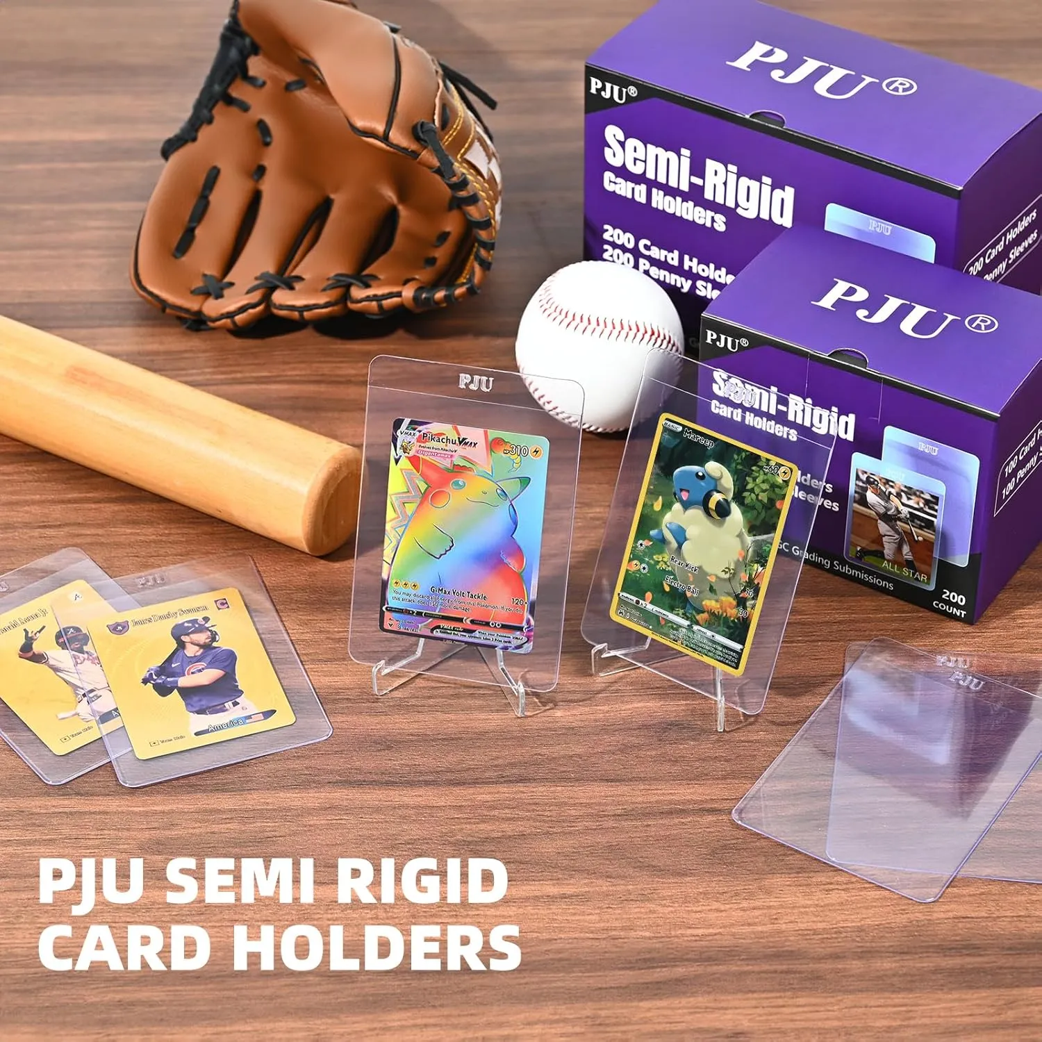 100ct Semi Rigid Card Holders & 100ct Card Sleeves for PSA, SGC, BGS, CSG Graded Card Submissions, Semi Rigid Card Sleeves, Baseball Card Protectors, PSA Graded Card Sleeve for Trading Card