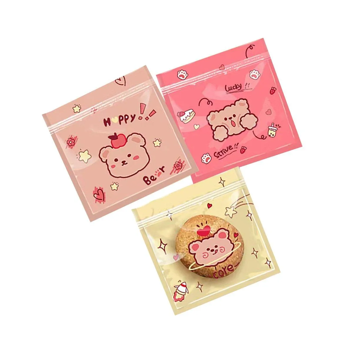 100pcs Cartoon Plastic Ziplock Bags