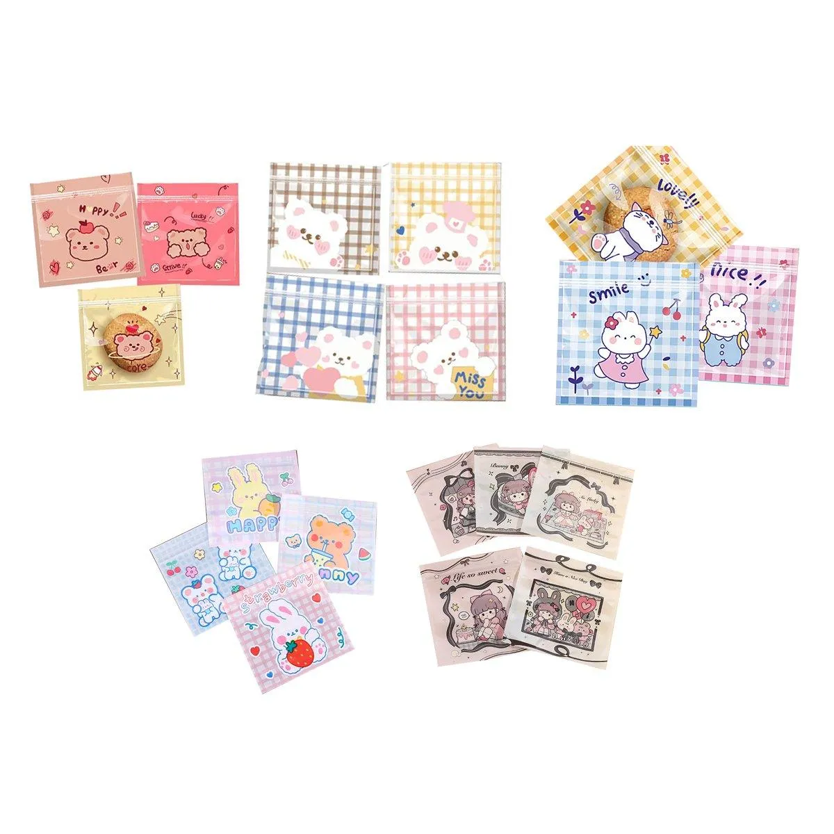 100pcs Cartoon Plastic Ziplock Bags