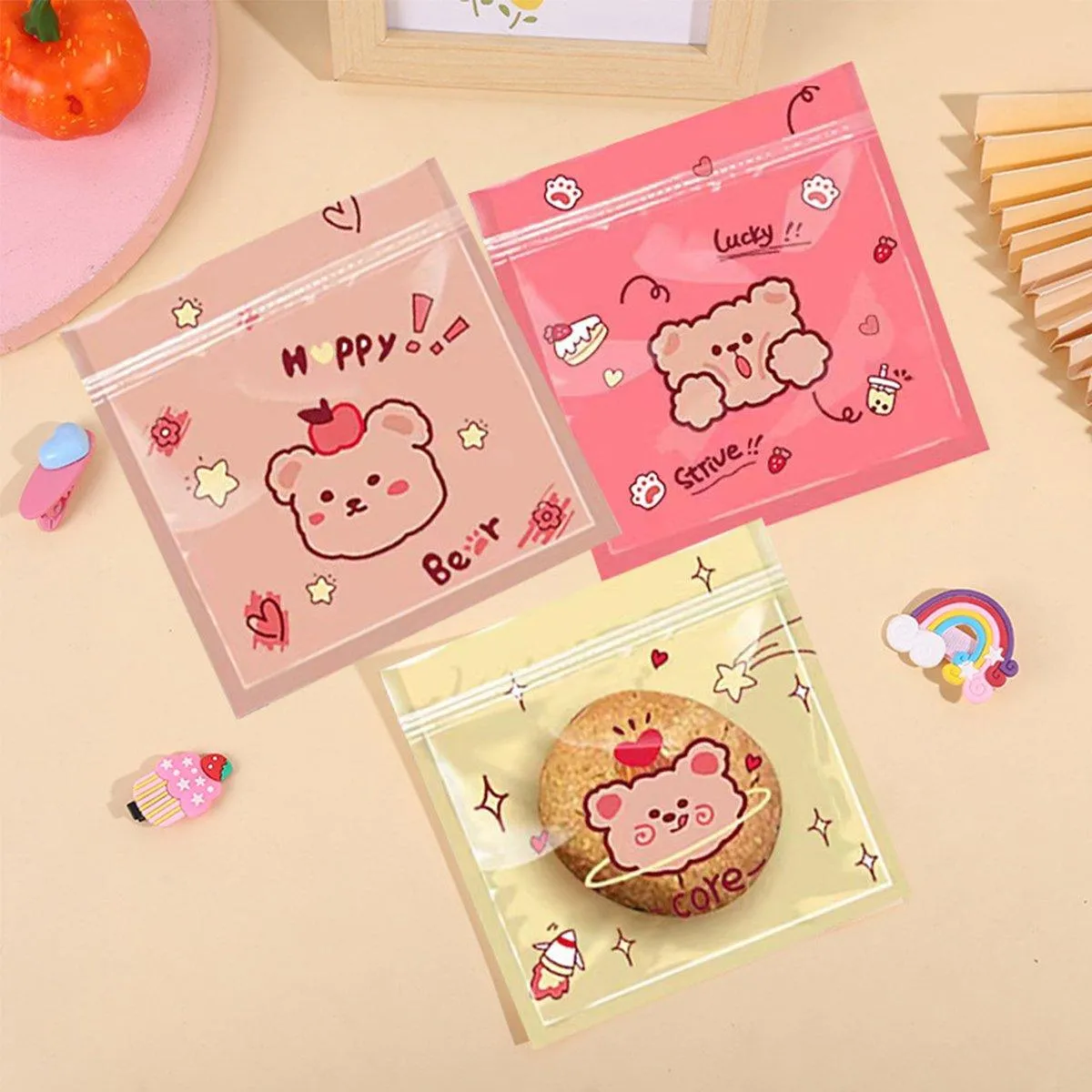 100pcs Cartoon Plastic Ziplock Bags