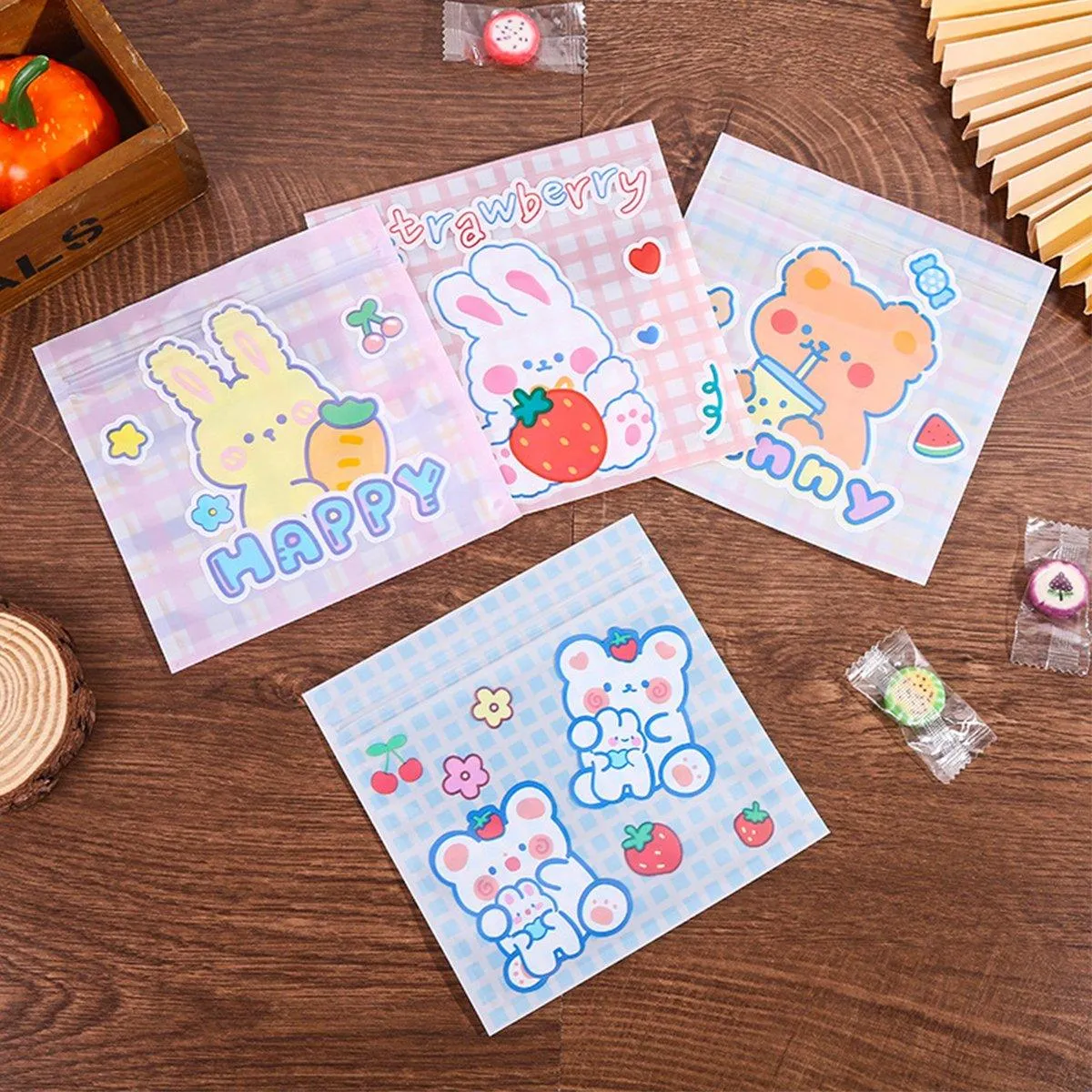 100pcs Cartoon Plastic Ziplock Bags