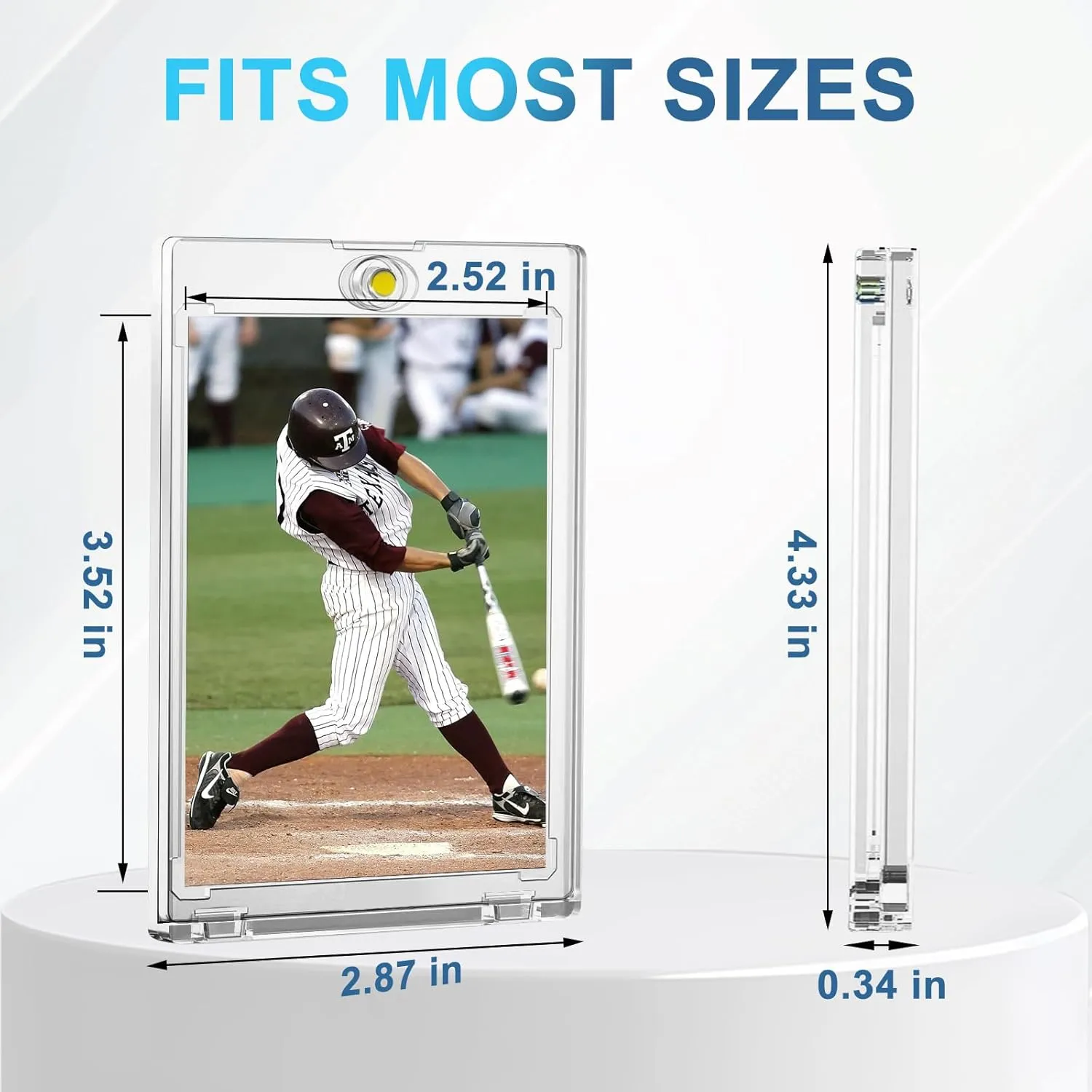 100pt Magnetic Card Holders, 15ct One Card Touch Holder for Trading Cards, Baseball Card Protectors Hard Plastic, Magnetic Thick Card Display Case for Sports Cards, Game Cards