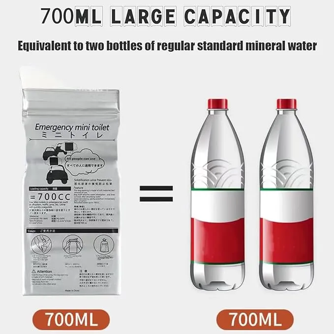 10PCS Disposable Urine Bags, Portable Camping Pee Bags, 700ml Travel Pee Bags for Emergencies, Camping, Travel, and Traffic Jams - Suitable for Outdoor Use