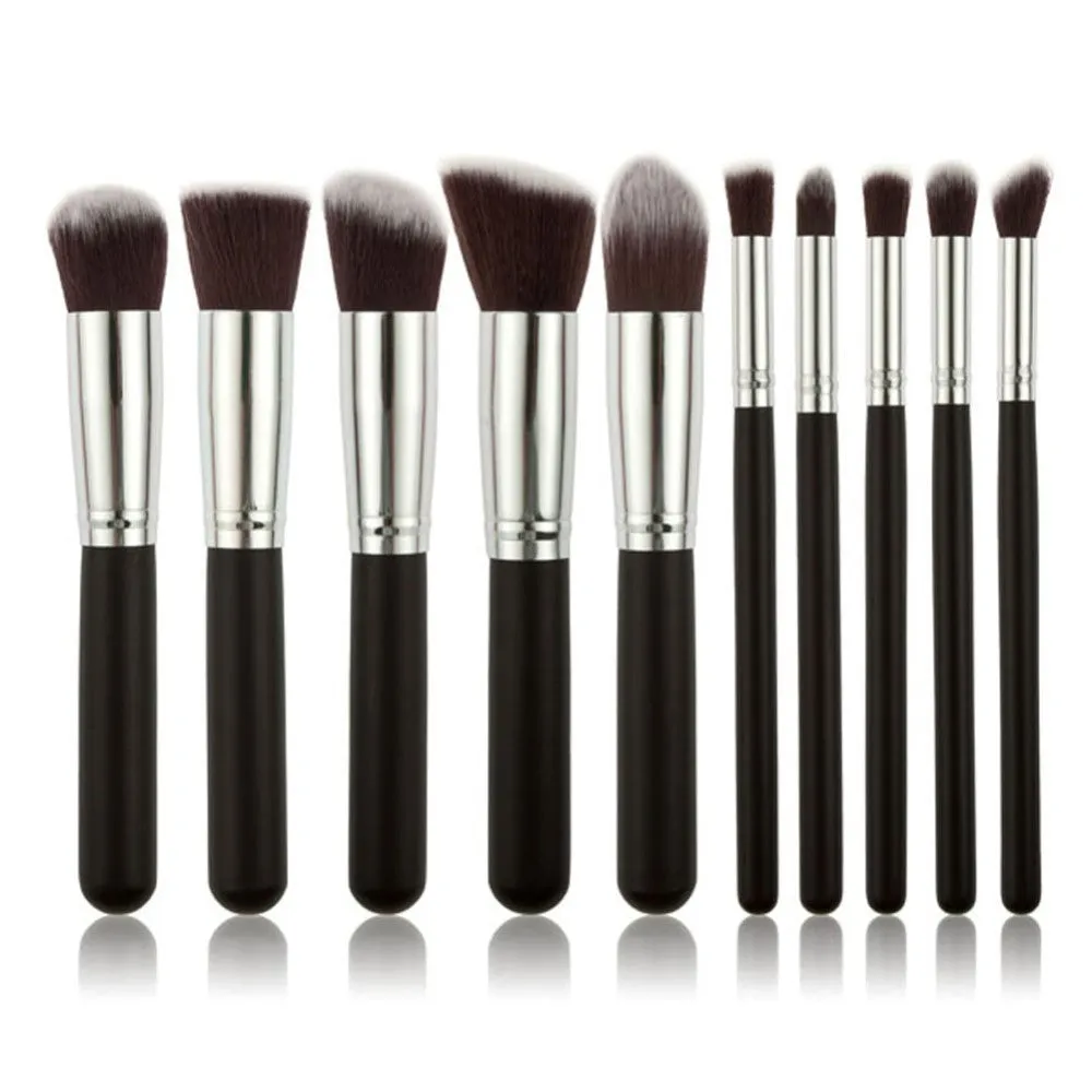 10Pcs Pro Makeup Blush Eyeshadow Blending Set Concealer Cosmetic Make Up Brushes Tool Eyeliner Lip Brushes