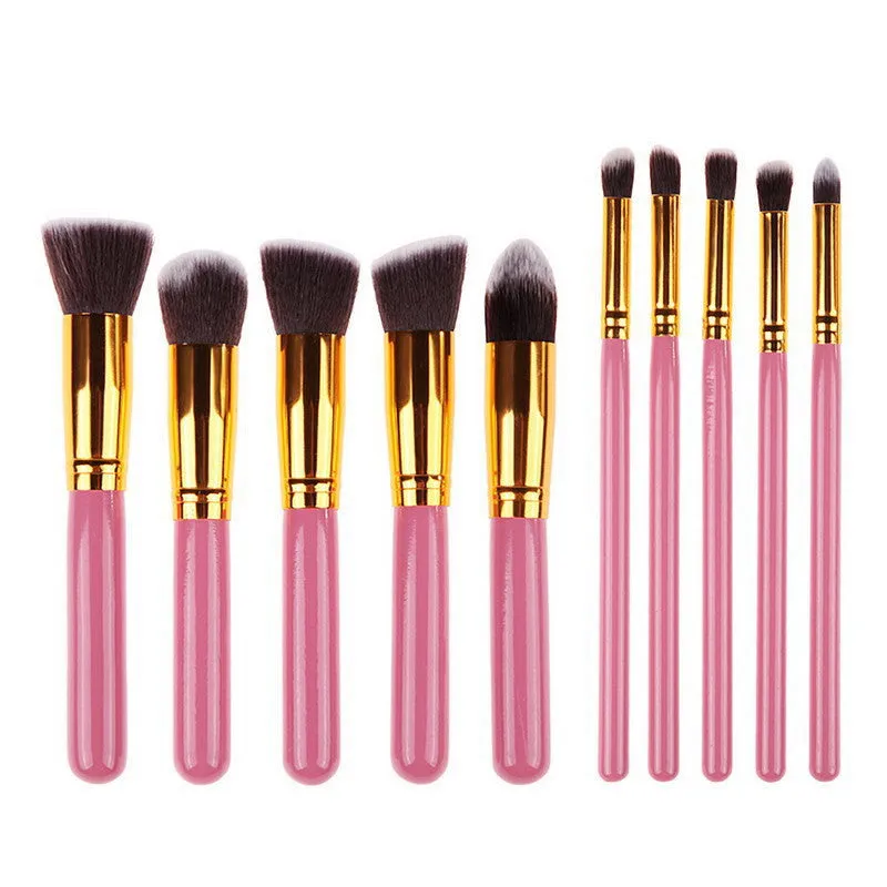 10Pcs Pro Makeup Blush Eyeshadow Blending Set Concealer Cosmetic Make Up Brushes Tool Eyeliner Lip Brushes
