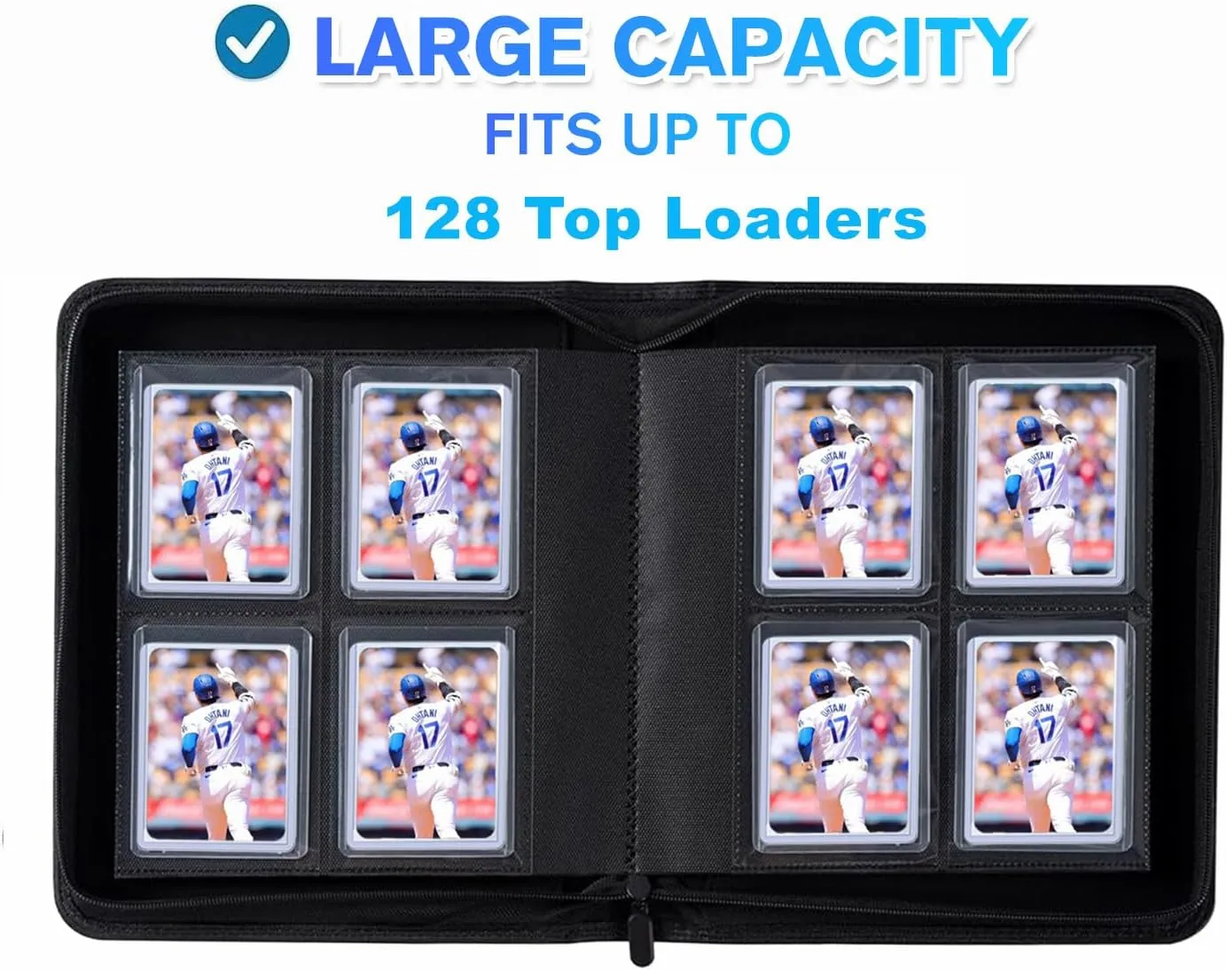 128Pockets Toploader Binder Holds Top Loaders, 4-Pocket Top Loaders Binder Album, Toploader Card Binder for 3" x 4" Rigid Card Holders, Ringless Toploader Storage Folder (Purple)