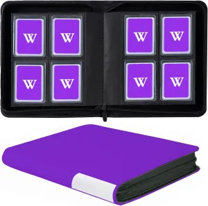 128Pockets Toploader Binder Holds Top Loaders, 4-Pocket Top Loaders Binder Album, Toploader Card Binder for 3" x 4" Rigid Card Holders, Ringless Toploader Storage Folder (Purple)