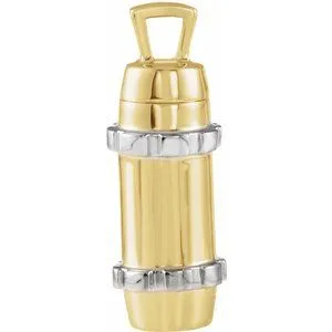 14K Yellow & White 30.3x10.8 mm Cylinder Ash Holder Pendant