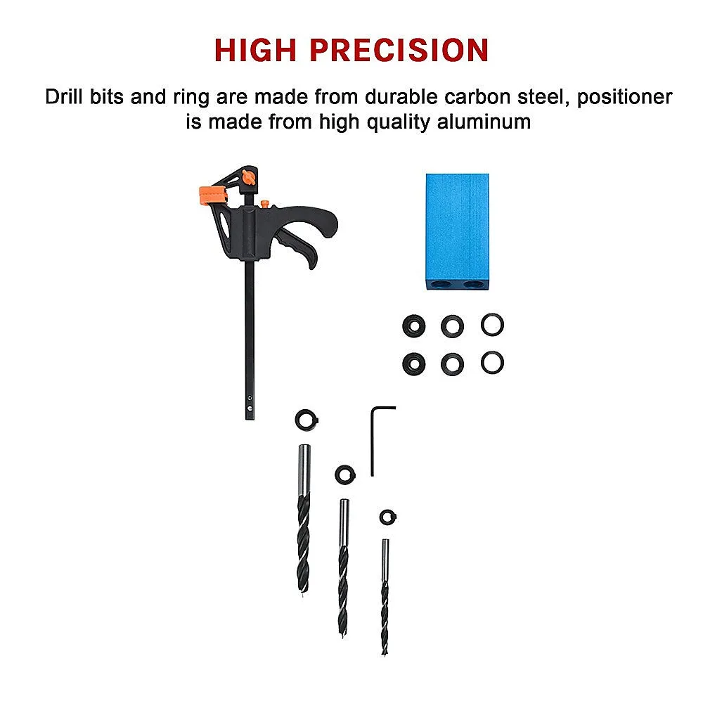 14X Pocket Hole Jig Kit Woodworking Drill Hole Locator Craft Carpenters   F Clip
