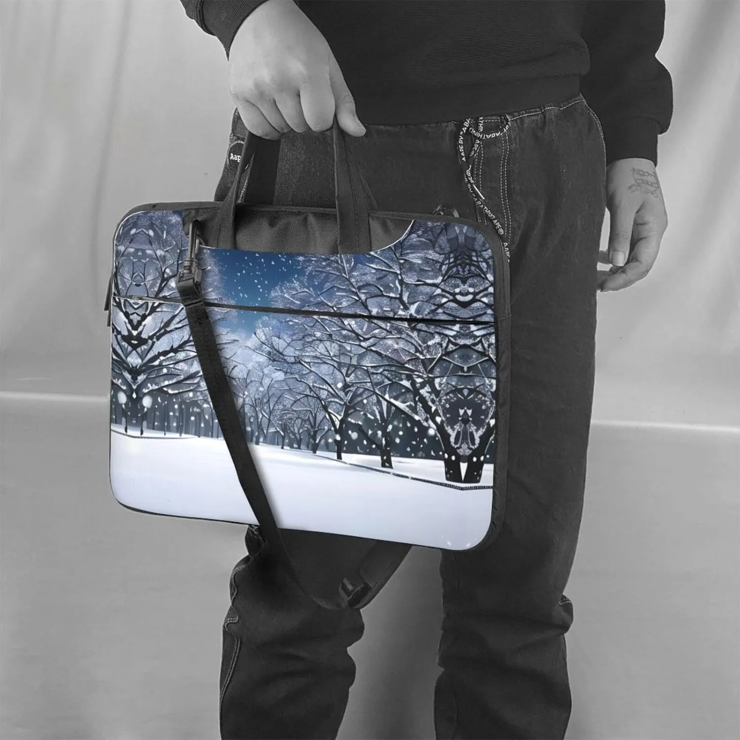 15.6-Inch Laptop Computer And Tablet Shoulder Bag Carrying Case,Business Casual,Yin Yang Pattern Print