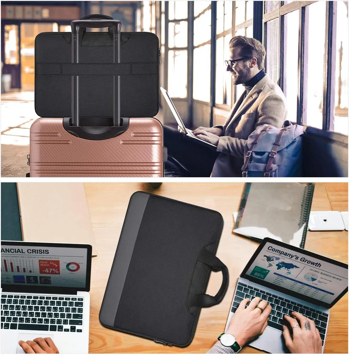 15.6 Inch Laptop Sleeve Bag, Men Women TSA Case for Macbook Pro 16 M4 M3 M2 M1, Lenovo Ideapad 15.6, HP Envy/Victus 15.6, Acer Aspire/Nitro 5 15.6, Dell Inspiron 15, ASUS Chromebook 15 Case, Black