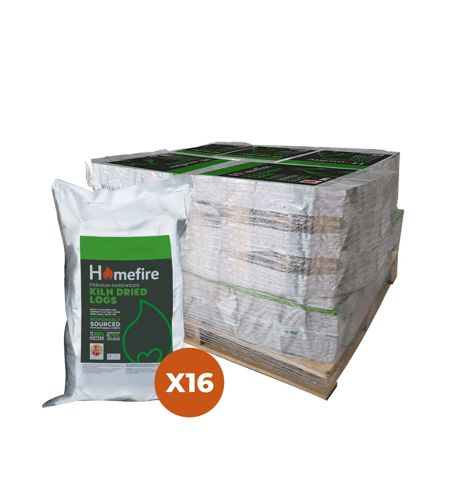 16 Handy Bags of Kiln-Dried Logs