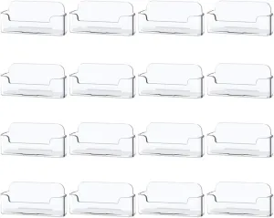 16 Pack Clear Desktop Business Card Holder Display, Plastic Business Card Stand for Office