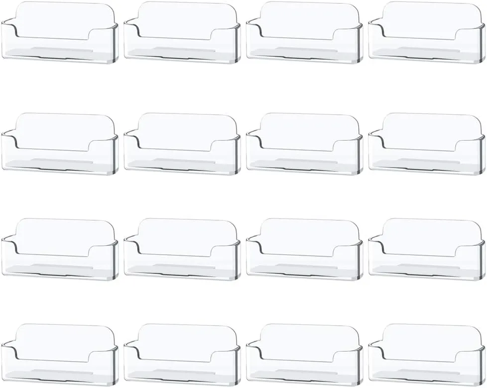 16 Pack Clear Desktop Business Card Holder Display, Plastic Business Card Stand for Office