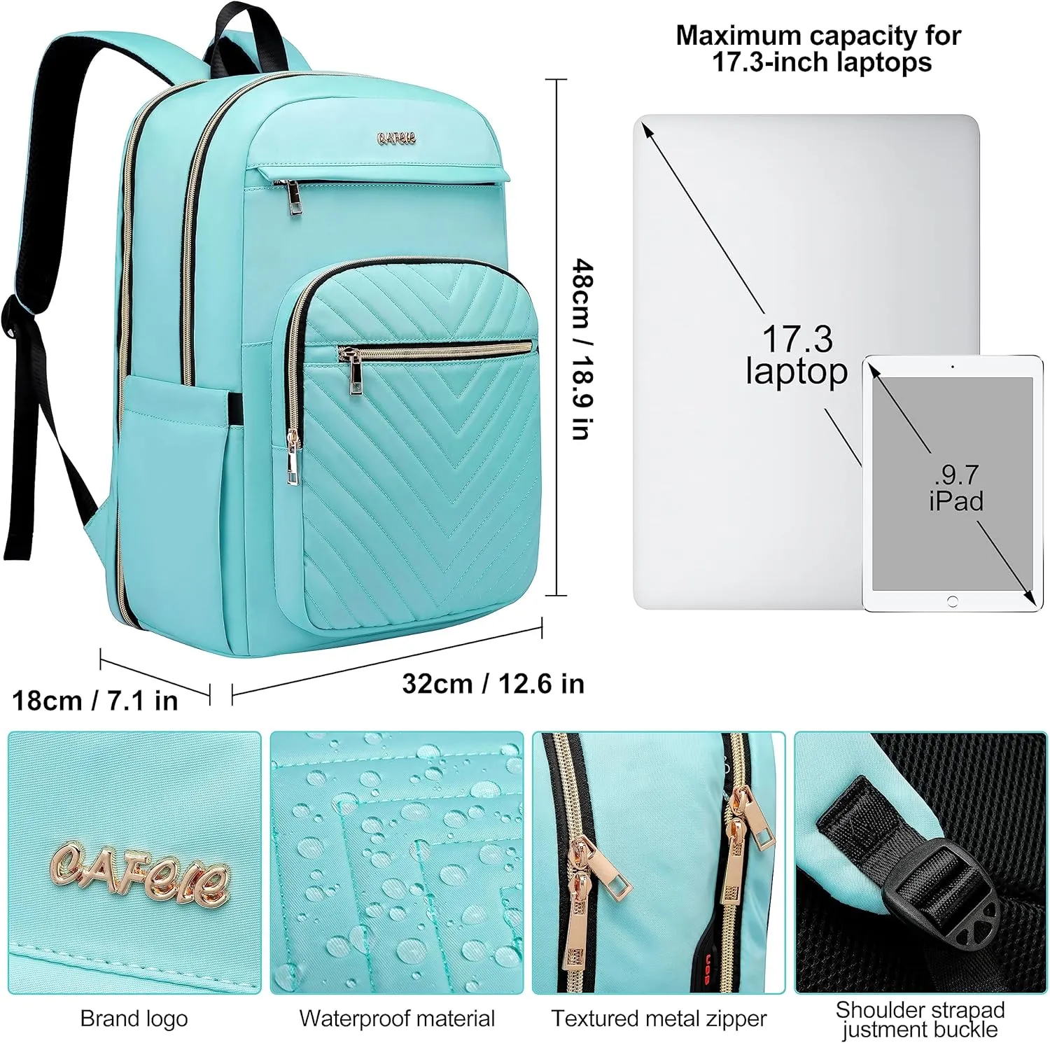 17.3 Inch Laptop Backpack for Women Men Work Laptop Bag Fashion, Large Waterproof Backpacks Stylish Travel Bags Casual Daypacks for College, Business