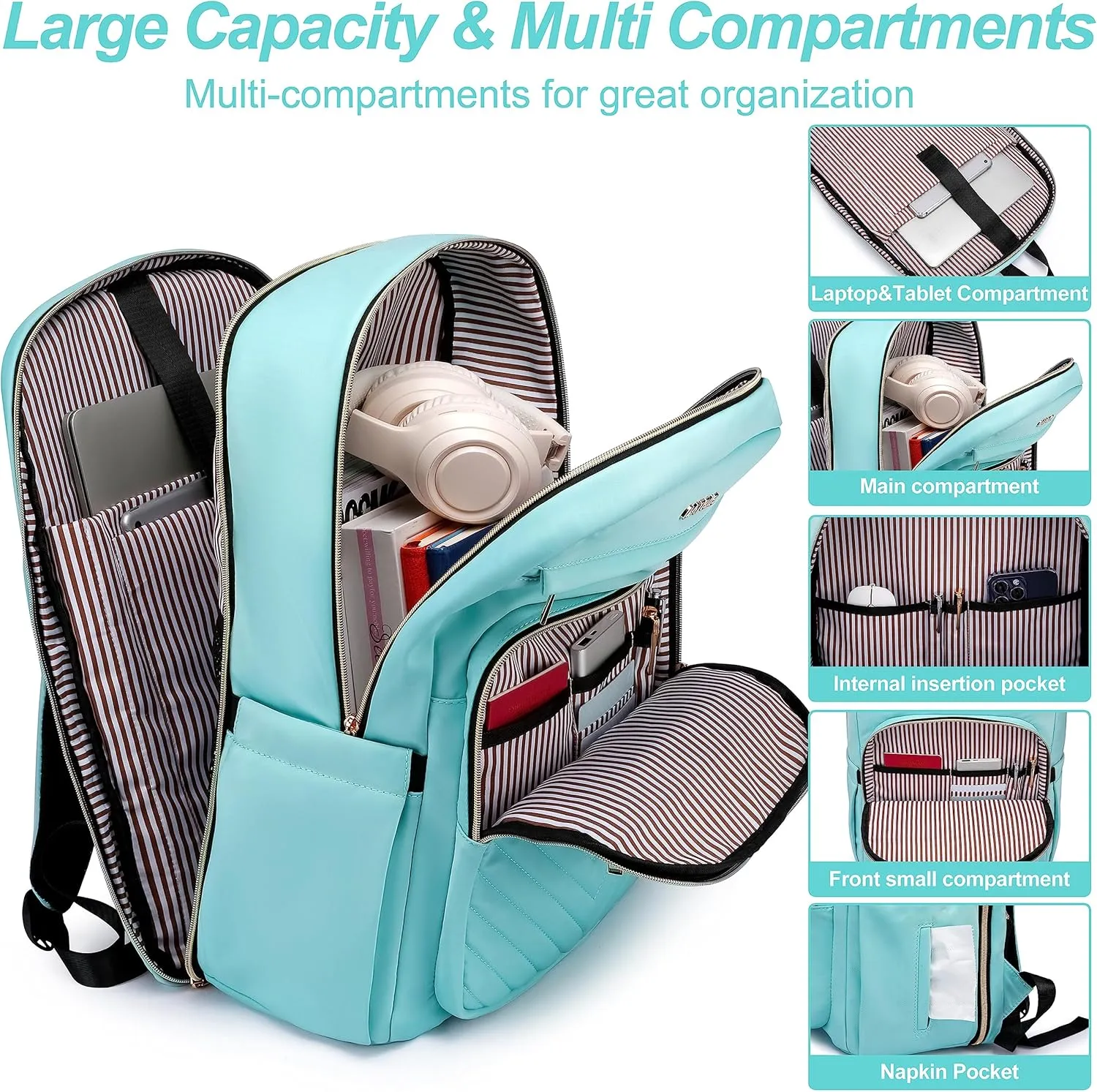 17.3 Inch Laptop Backpack for Women Men Work Laptop Bag Fashion, Large Waterproof Backpacks Stylish Travel Bags Casual Daypacks for College, Business