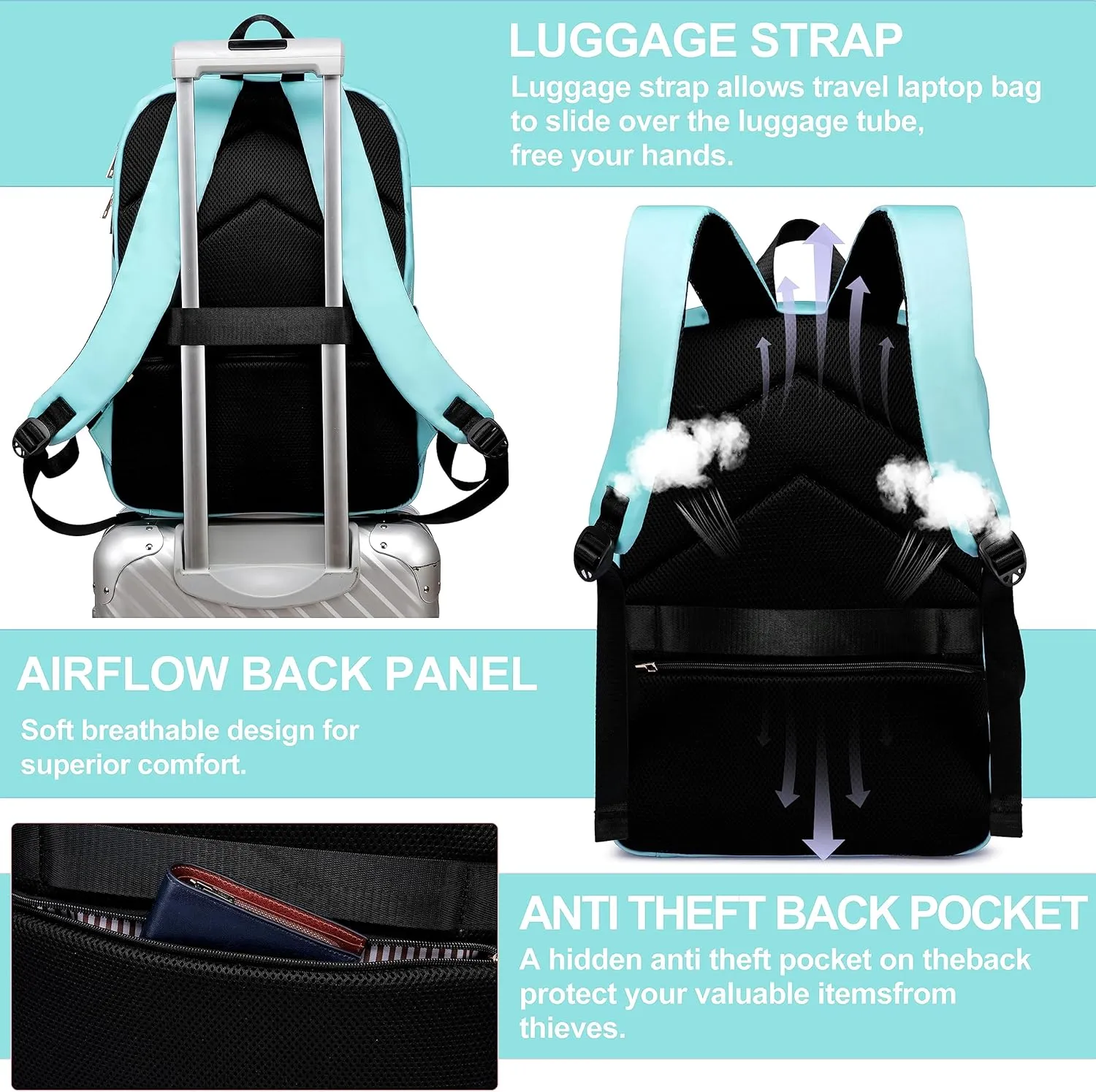 17.3 Inch Laptop Backpack for Women Men Work Laptop Bag Fashion, Large Waterproof Backpacks Stylish Travel Bags Casual Daypacks for College, Business