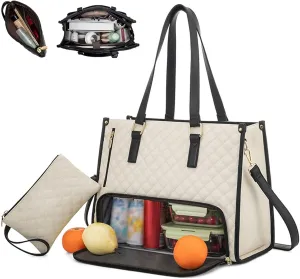 2 in 1 Tote Bag Lunch Bag Combo, 2 in 1 Lunch Tote Bag for Women, 15.6 Inch Tote Bag with Lunch Compartment, The Ultimate 2-in-1 Tote Bags – Elegance Meets Functionality