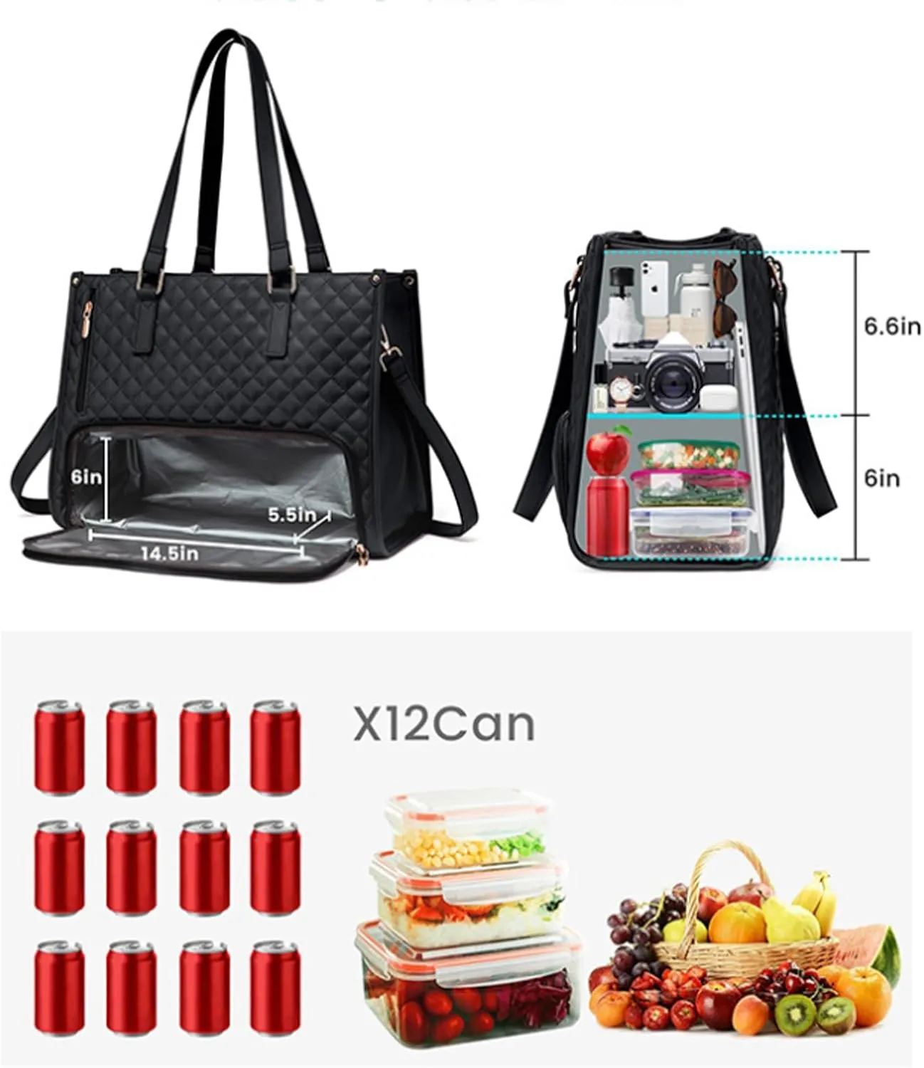 2 in 1 Tote Bag Lunch Bag Combo, 2 in 1 Lunch Tote Bag for Women, 15.6 Inch Tote Bag with Lunch Compartment, The Ultimate 2-in-1 Tote Bags – Elegance Meets Functionality