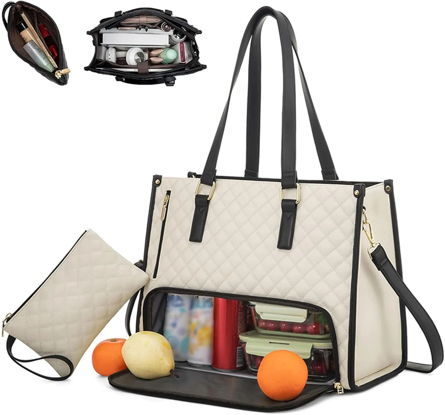 2 in 1 Tote Bag Lunch Bag Combo, 2 in 1 Lunch Tote Bag for Women, 15.6 Inch Tote Bag with Lunch Compartment, The Ultimate 2-in-1 Tote Bags – Elegance Meets Functionality