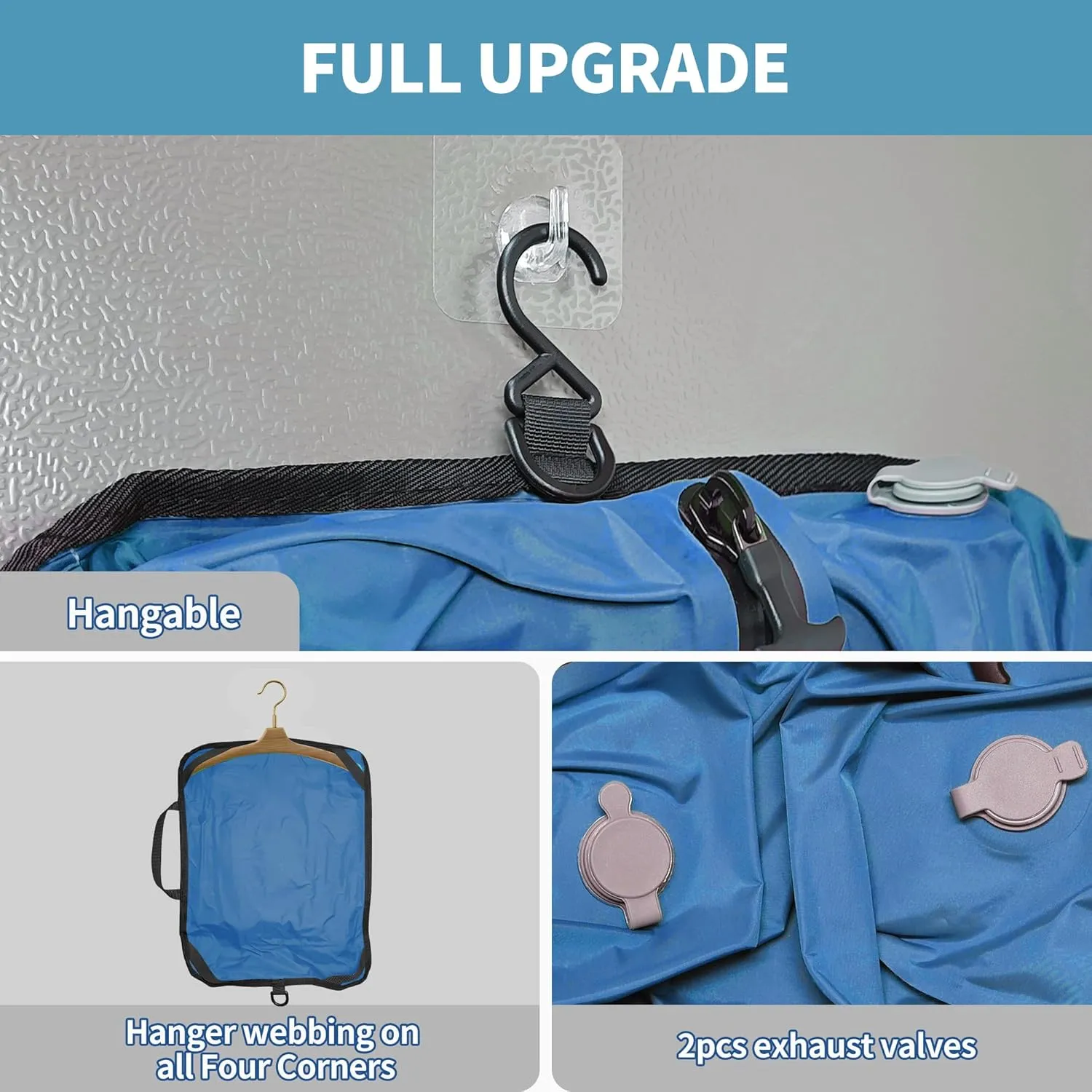 2 Pack Reusable Vacuum Bags for Travel,Waterproof Professional IP67 Zipper Reusable Vacuum Compression Bags,Space Saver Bags for Suitcases Backpack(No Pump)