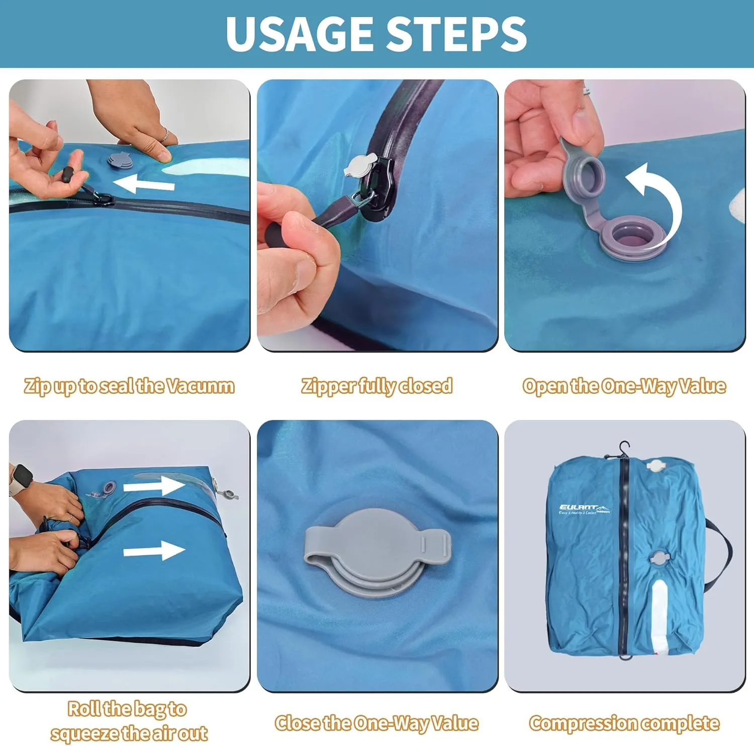 2 Pack Reusable Vacuum Bags for Travel,Waterproof Professional IP67 Zipper Reusable Vacuum Compression Bags,Space Saver Bags for Suitcases Backpack(No Pump)