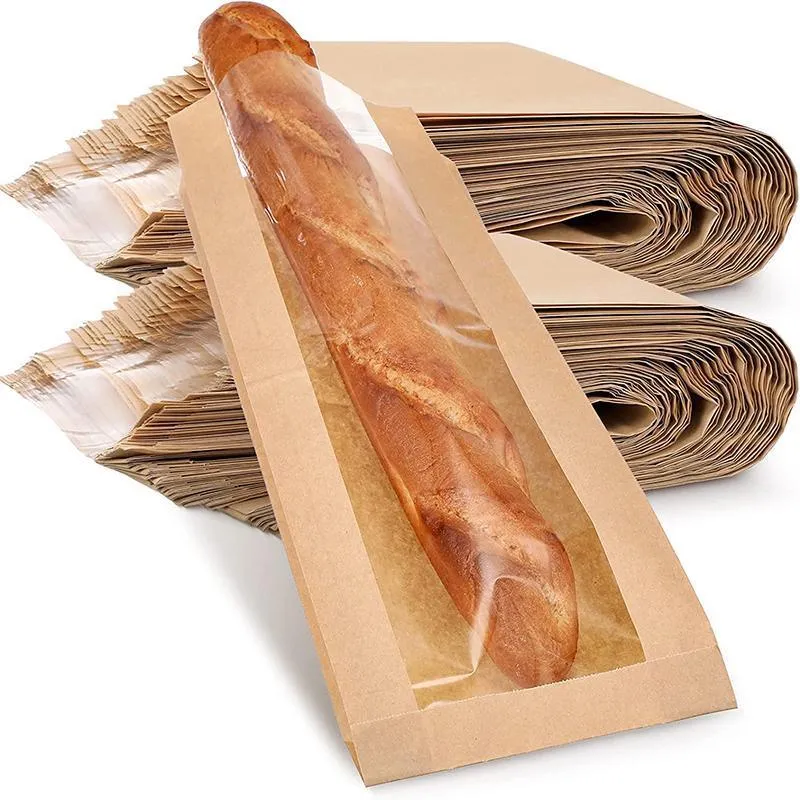 200PCS Kraft French Bread Baguette Packaging Pouch