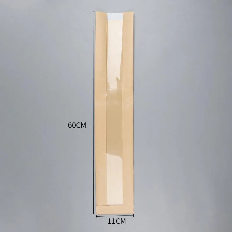 200PCS Kraft French Bread Baguette Packaging Pouch