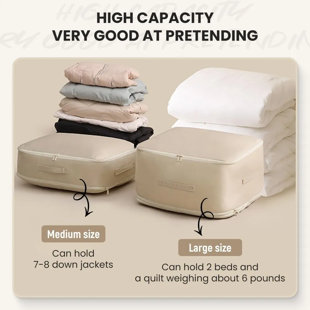 2024 NEW Space Saving Self Compression Organizer,Self Compression Moving Organizer Bags,Storage Tote for Space Saving,Heavy Duty Moving Bags for Comforters,Clothes (Blue, 15.75 * 11.8 * 7.08in)