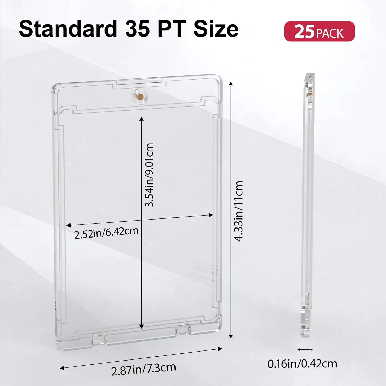 25ct Magnetic Card Holder, 35pt One Card Touch Holders for Trading Cards, U-V Protection Card Display Case Protectors Sleeves Hard Plastic Cover for Sports Game