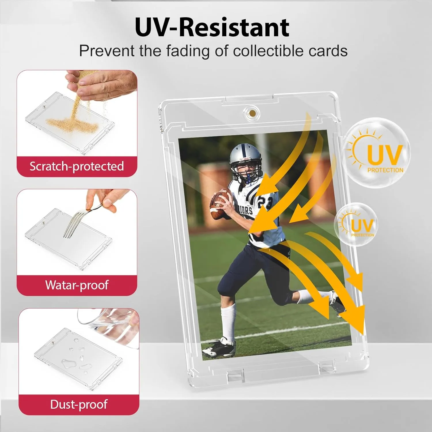 25ct Magnetic Card Holder, 35pt One Card Touch Holders for Trading Cards, U-V Protection Card Display Case Protectors Sleeves Hard Plastic Cover for Sports Game