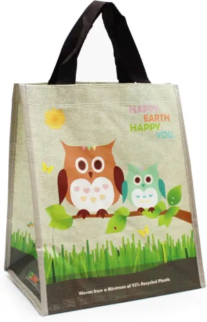 (3 Pack) Ecojeannie Laminated Mini Woven Reusable Grocery Shopping Bags, made with a minimum of 95% recycled plastic