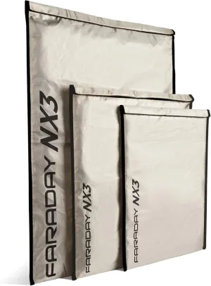 3 pack Large Kit NX3 Triple-Layer CYBER Fabric Faraday Bags. Triple Layer Cyber Fabric Faraday Bag Sleeves Pouch Signal Shielding, Anti-Hacking, Anti-Tracking, EMP Shielding Bag