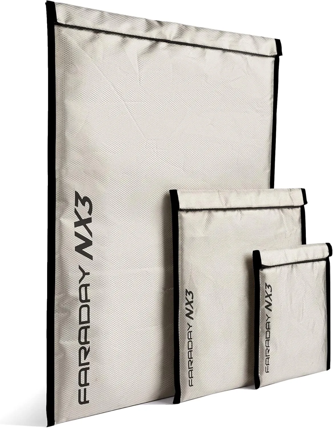 3 Pack Mega Kit NX3 Triple-Layer Cyber Fabric Faraday Bags - Fast, Easy Access for Device Shielding - Protect Data and Devices from Hacking, Tracking, EMP