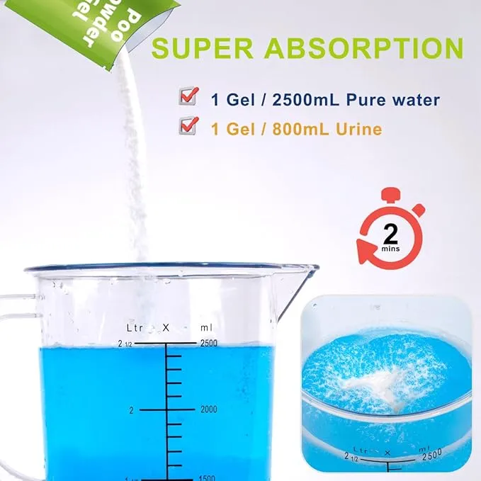 30 Pcs Portable Toilet Gel, 15g/Pack, Quick Super Absorbent, ECO-Friendly Poo Gel for Camping Toilet Chemicals Deodorant, Poo Urine Powder for Outdoor Camping, Hiking, Emergency Toilets