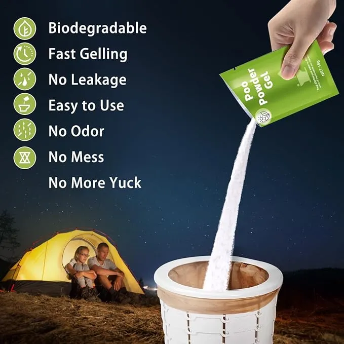 30 Pcs Portable Toilet Gel, 15g/Pack, Quick Super Absorbent, ECO-Friendly Poo Gel for Camping Toilet Chemicals Deodorant, Poo Urine Powder for Outdoor Camping, Hiking, Emergency Toilets