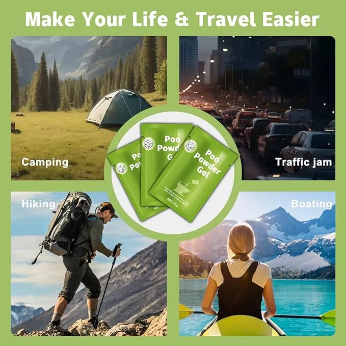 30 Pcs Portable Toilet Gel, 15g/Pack, Quick Super Absorbent, ECO-Friendly Poo Gel for Camping Toilet Chemicals Deodorant, Poo Urine Powder for Outdoor Camping, Hiking, Emergency Toilets