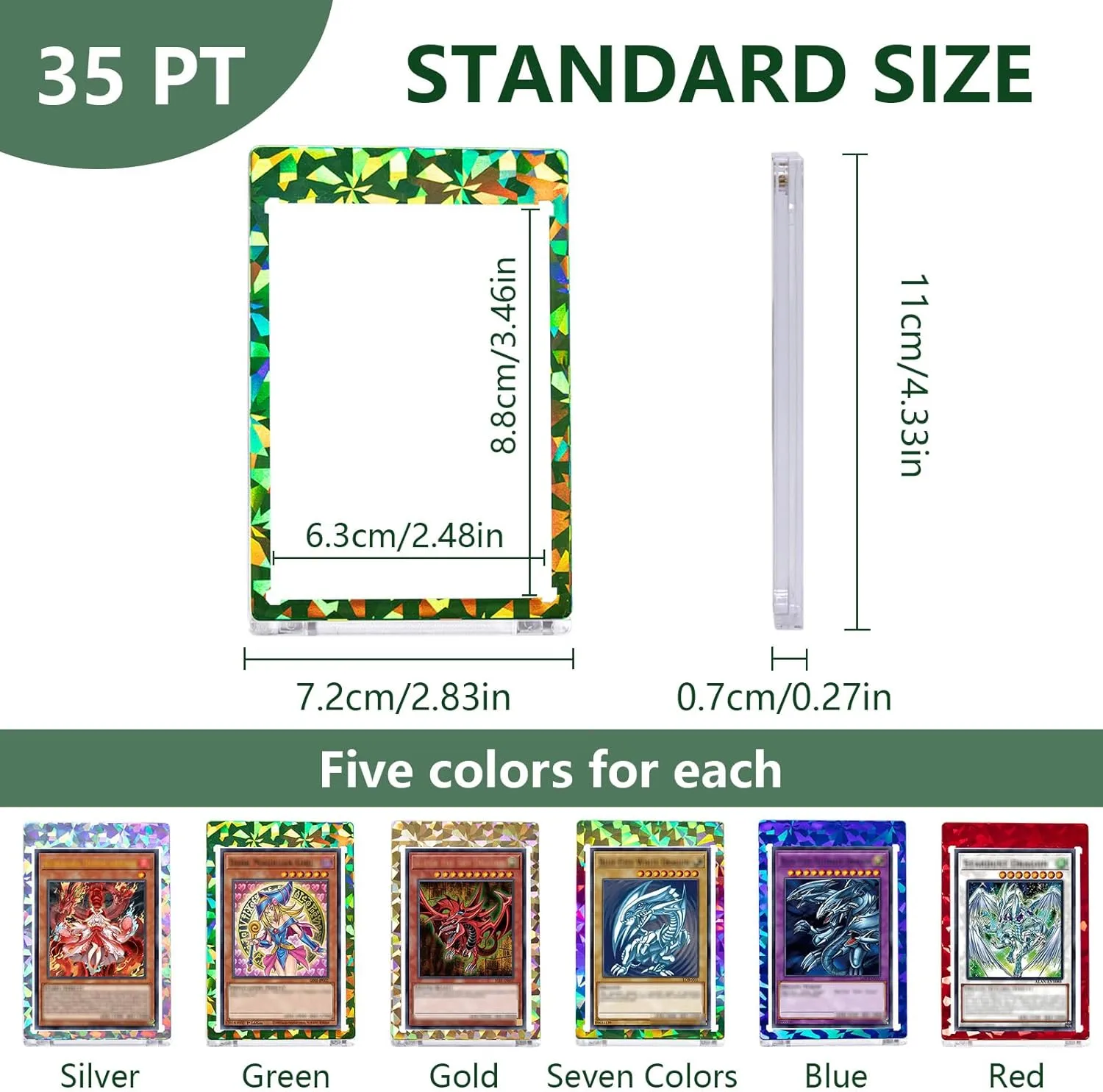 30ct Laser Flash Magnetic Card Holders 35pt for YGO Cards,MTG Cards,Baseball Cards,Sports Cards,OPCG Cards,DTCG Cards Storage and Display (30ct Laser Flash)