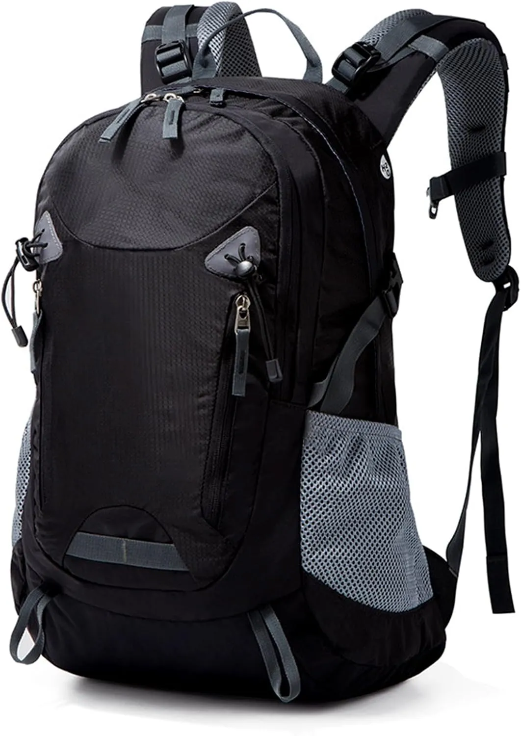 35L Hiking Backpack – Lightweight Waterproof Daypack with Adjustable Straps, Mesh Side Pockets – Camping & Travel Backpack for Men & Women – Black