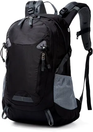35L Hiking Backpack – Lightweight Waterproof Daypack with Adjustable Straps, Mesh Side Pockets – Camping & Travel Backpack for Men & Women – Black